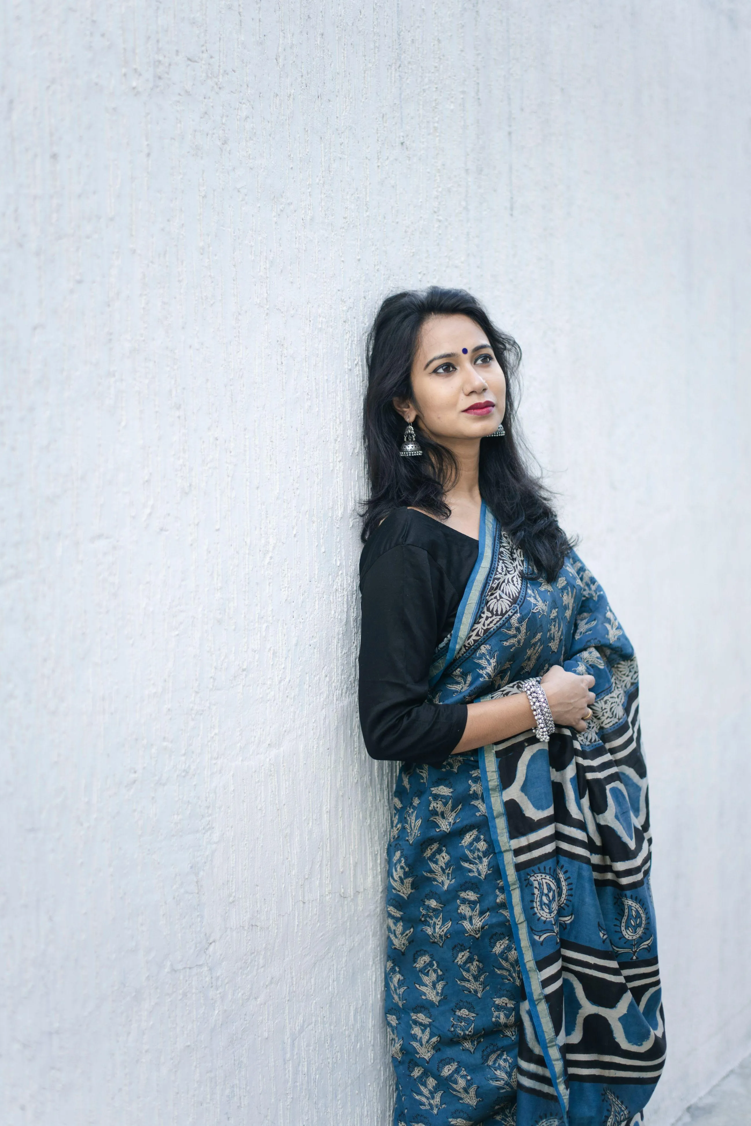 Natural dyed Dabu sarees - Malhar - Ambrosia Leaf Indigo