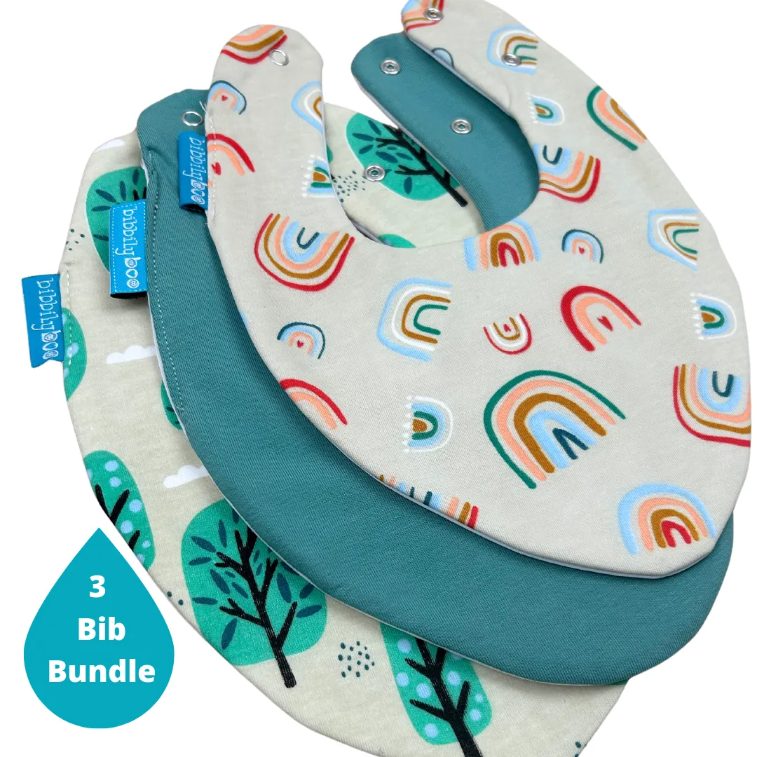 Nature Bundle of 3 Waterproof Dribble Bibs