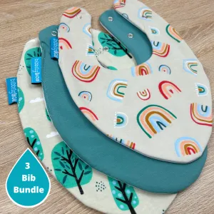 Nature Bundle of 3 Waterproof Dribble Bibs