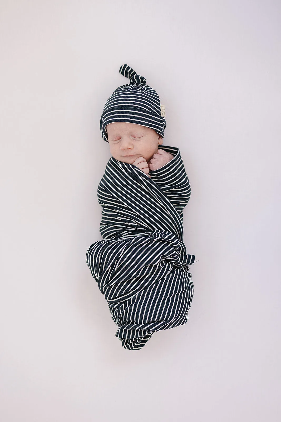 Navy Stripes Ribbed Bamboo Stretch Swaddle