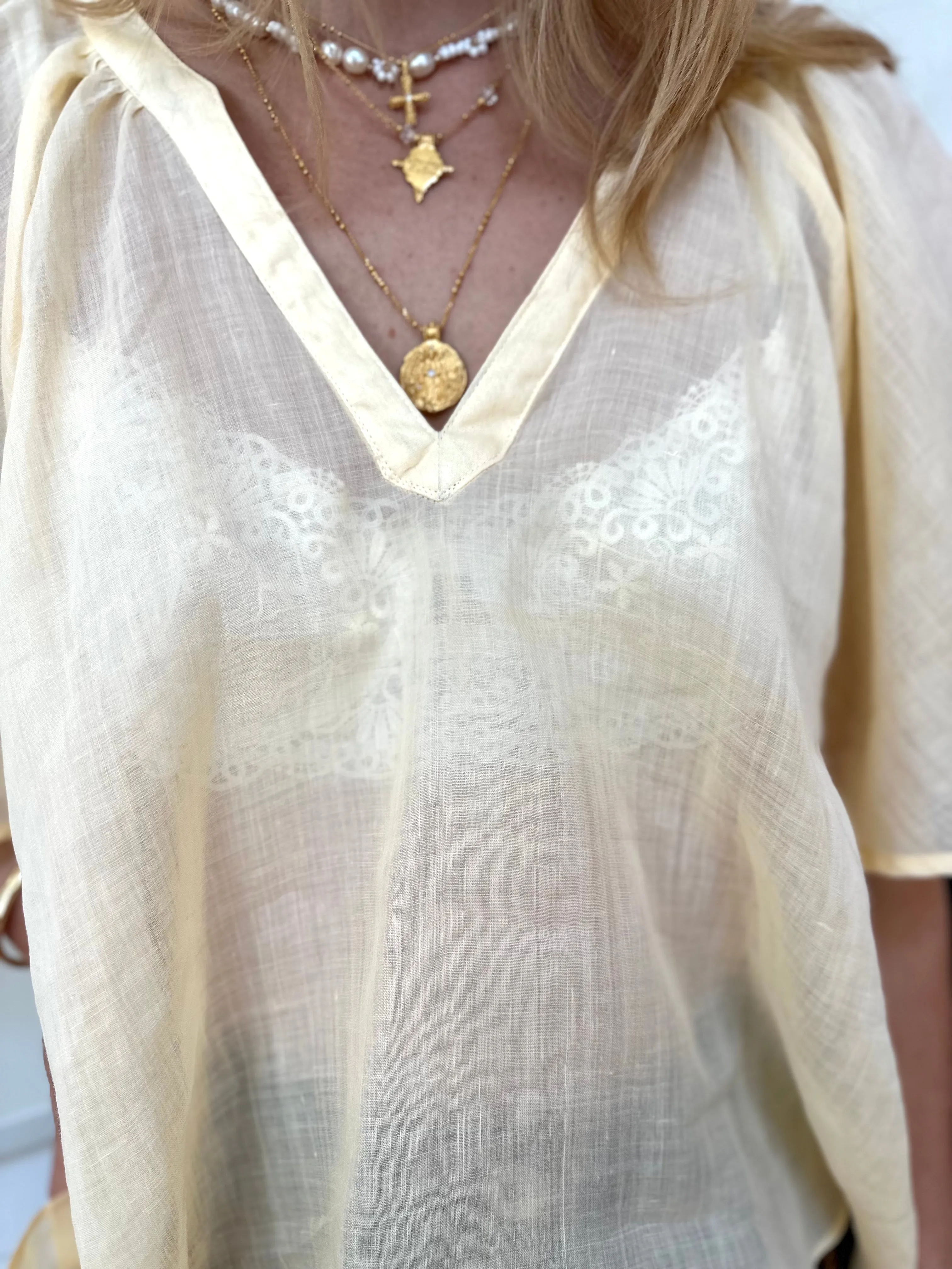 Naxos Blouse in pale yellow Cotton