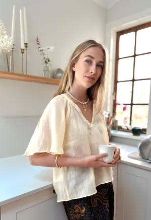 Naxos Blouse in pale yellow Cotton