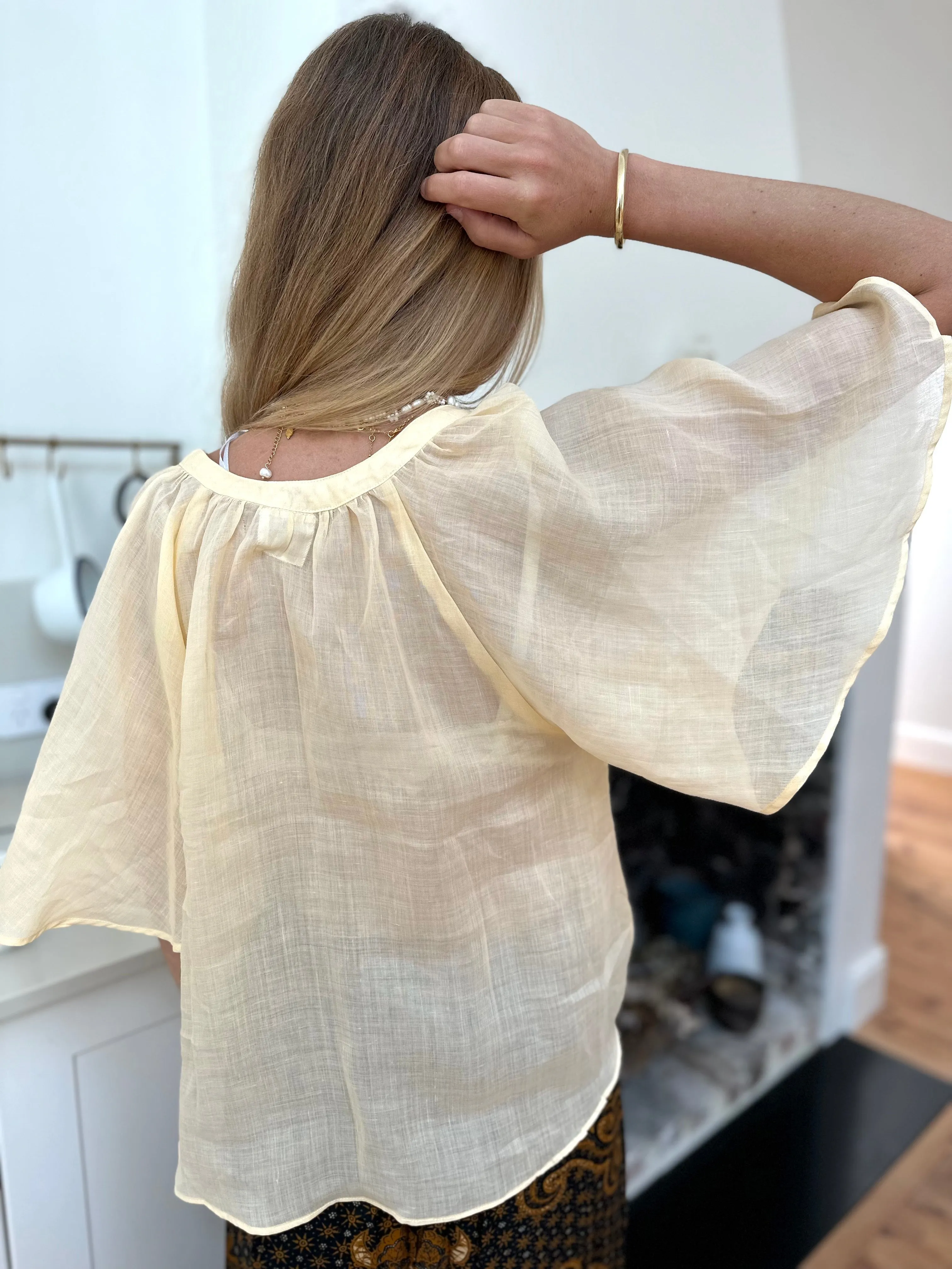 Naxos Blouse in pale yellow Cotton