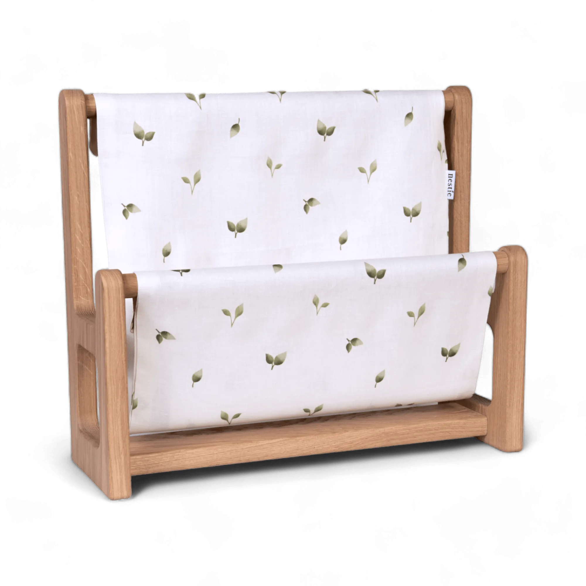 Nestie Book Hammock with Allotment Leaf Print Linen (Solid Oak)