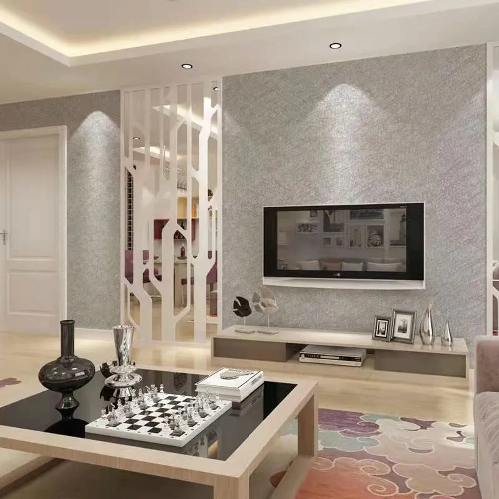 NEW Silk Embossed Wallpaper, Peel and Stick Self-Adhesive Removable 3D Texture Wallpaper for Kitchen Furniture Bedroom Wallcovering (15.7"x394", Silver Grey)