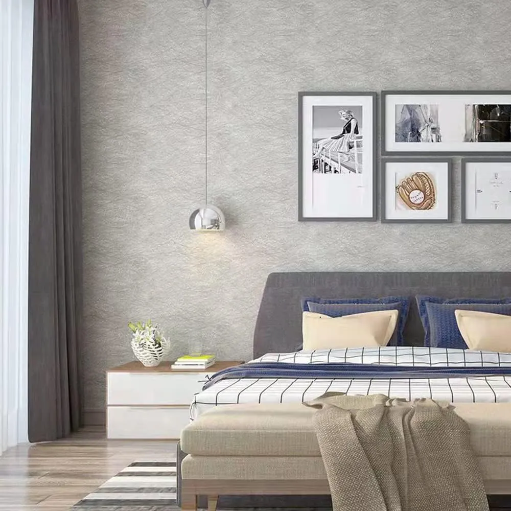NEW Silk Embossed Wallpaper, Peel and Stick Self-Adhesive Removable 3D Texture Wallpaper for Kitchen Furniture Bedroom Wallcovering (15.7"x394", Silver Grey)