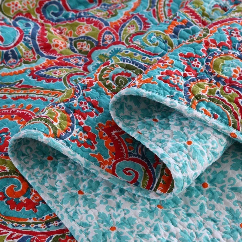 NEWLAKE European Gorgeous Floral Pattern, Cotton Queen Size Bedspread Quilt Sets, Reversible Patchwork Coverlet Set, Retails $152 