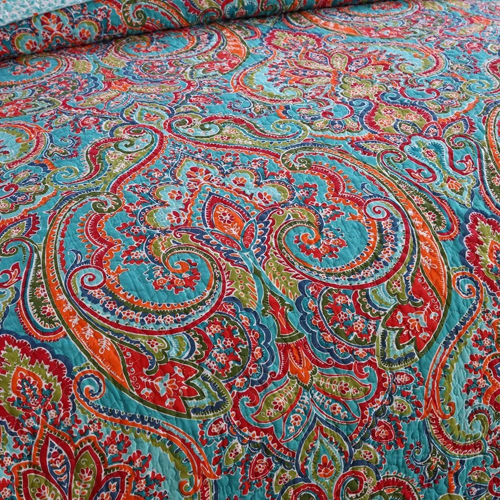 NEWLAKE European Gorgeous Floral Pattern, Cotton Queen Size Bedspread Quilt Sets, Reversible Patchwork Coverlet Set, Retails $152 
