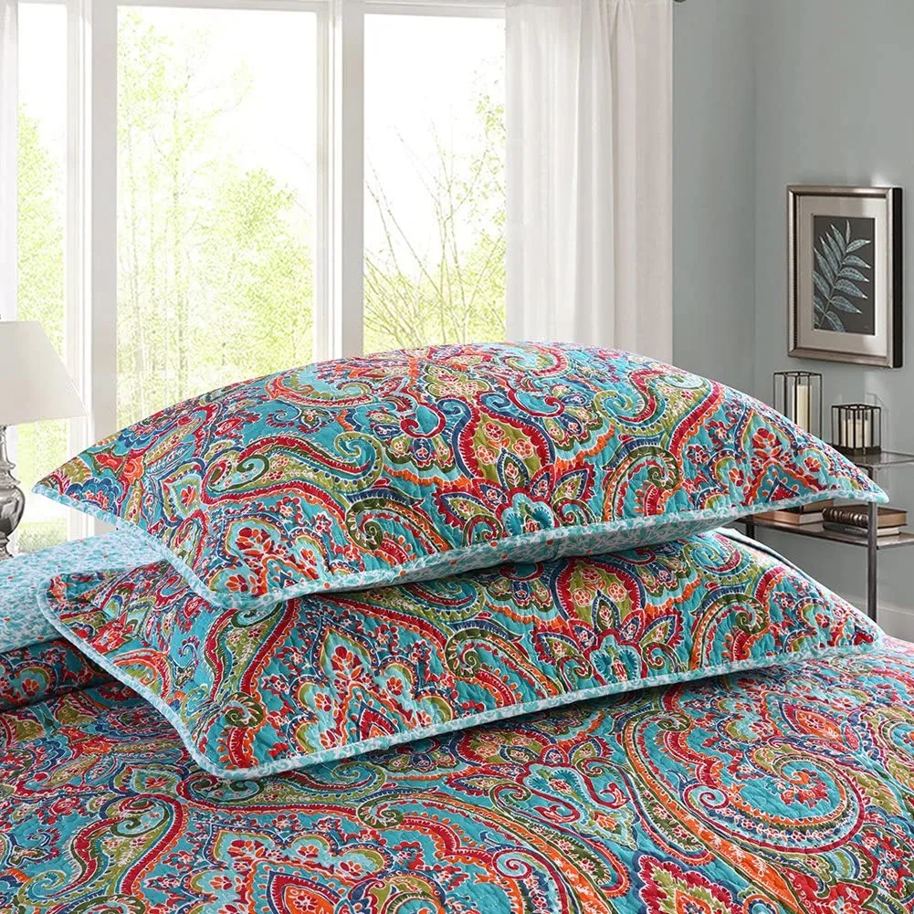 NEWLAKE European Gorgeous Floral Pattern, Cotton Queen Size Bedspread Quilt Sets, Reversible Patchwork Coverlet Set, Retails $152 