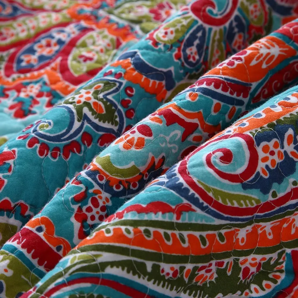 NEWLAKE European Gorgeous Floral Pattern, Cotton Queen Size Bedspread Quilt Sets, Reversible Patchwork Coverlet Set, Retails $152 