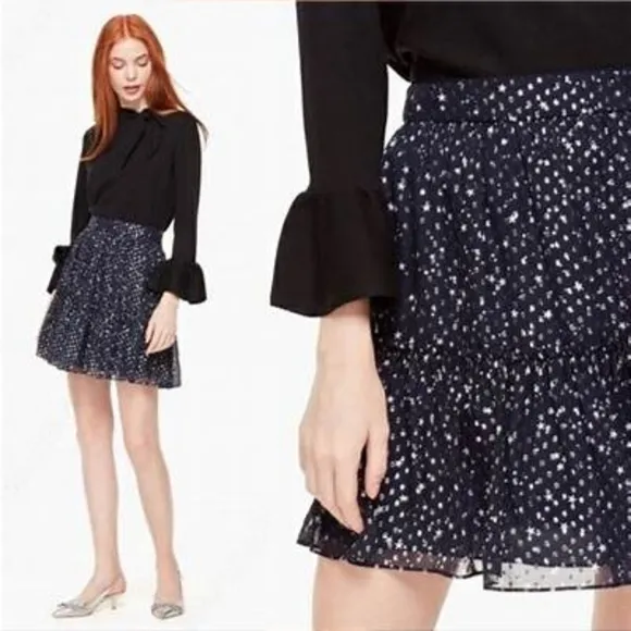 NWT, Kate Spade New York Night Sky Lurex Dot Skirt