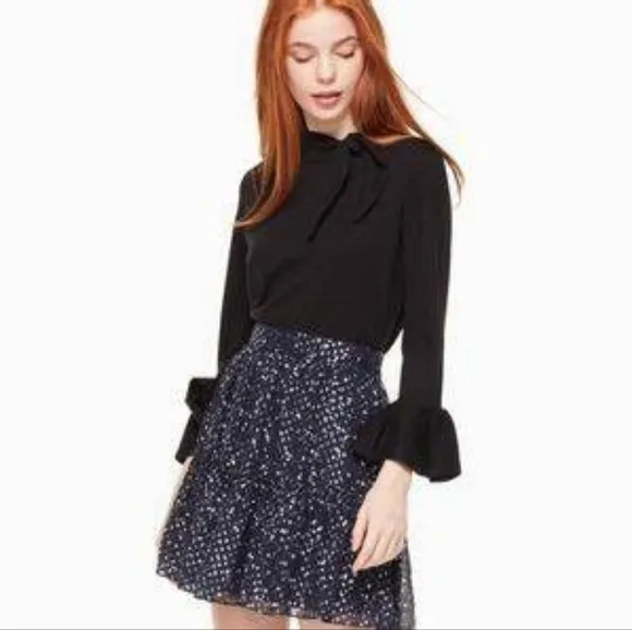 NWT, Kate Spade New York Night Sky Lurex Dot Skirt