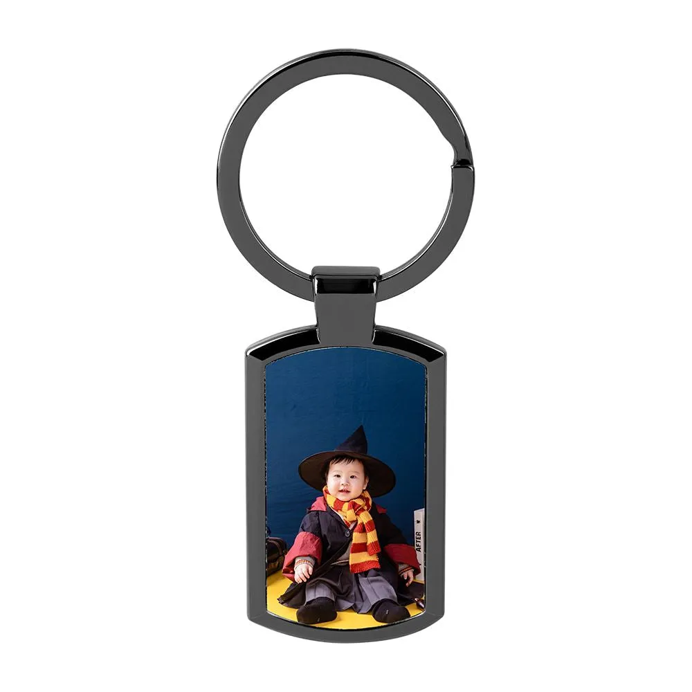 Oblong Metal Keyring - Smoked Black