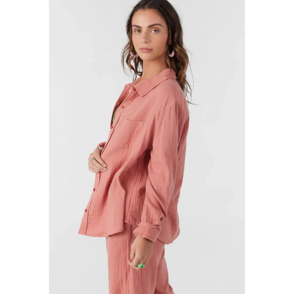 O'NEILL LENI DOUBLE GAUZE TOP CANYON ROSE