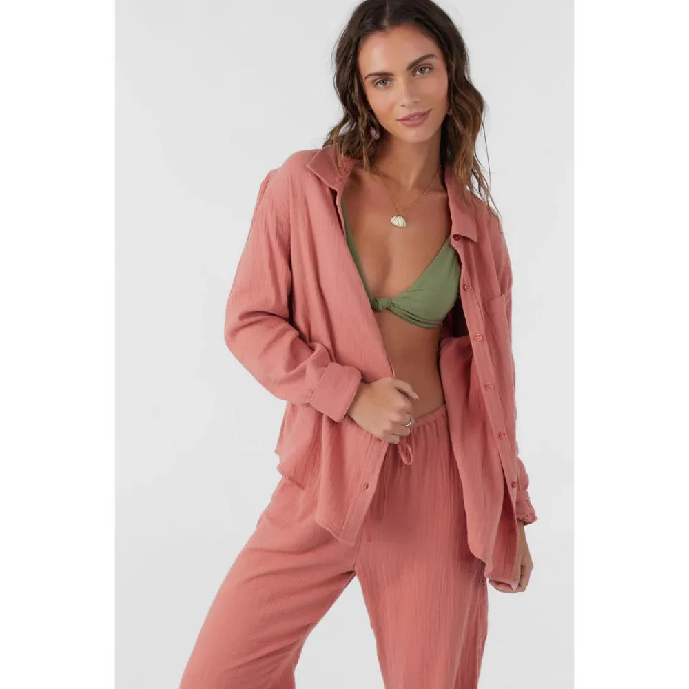 O'NEILL LENI DOUBLE GAUZE TOP CANYON ROSE