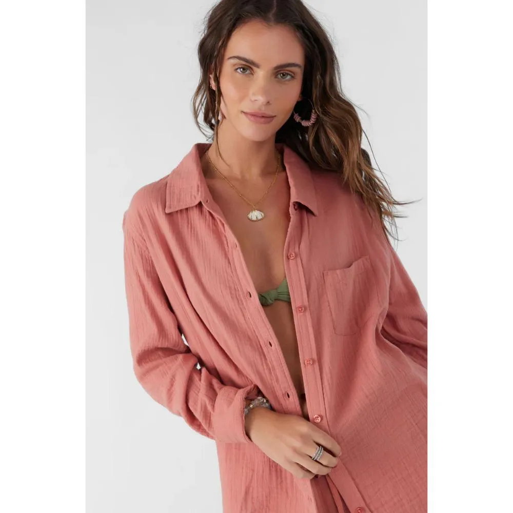 O'NEILL LENI DOUBLE GAUZE TOP CANYON ROSE