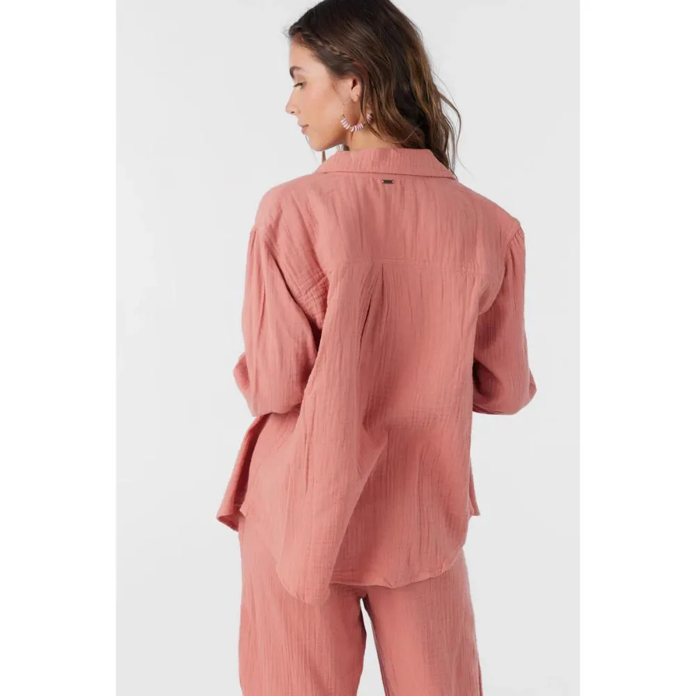 O'NEILL LENI DOUBLE GAUZE TOP CANYON ROSE