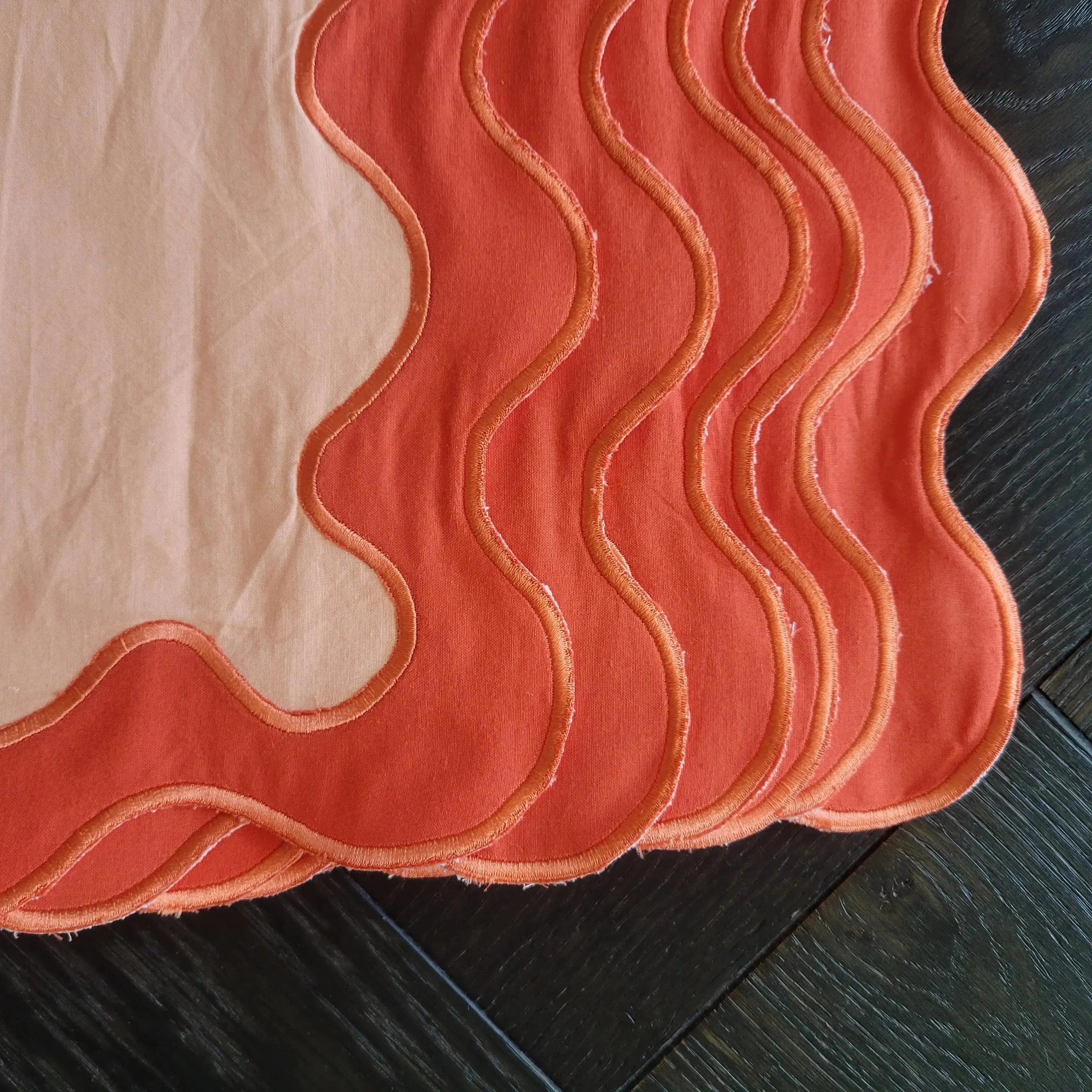Orange Scallop 100% Linen Placemat Set of 6