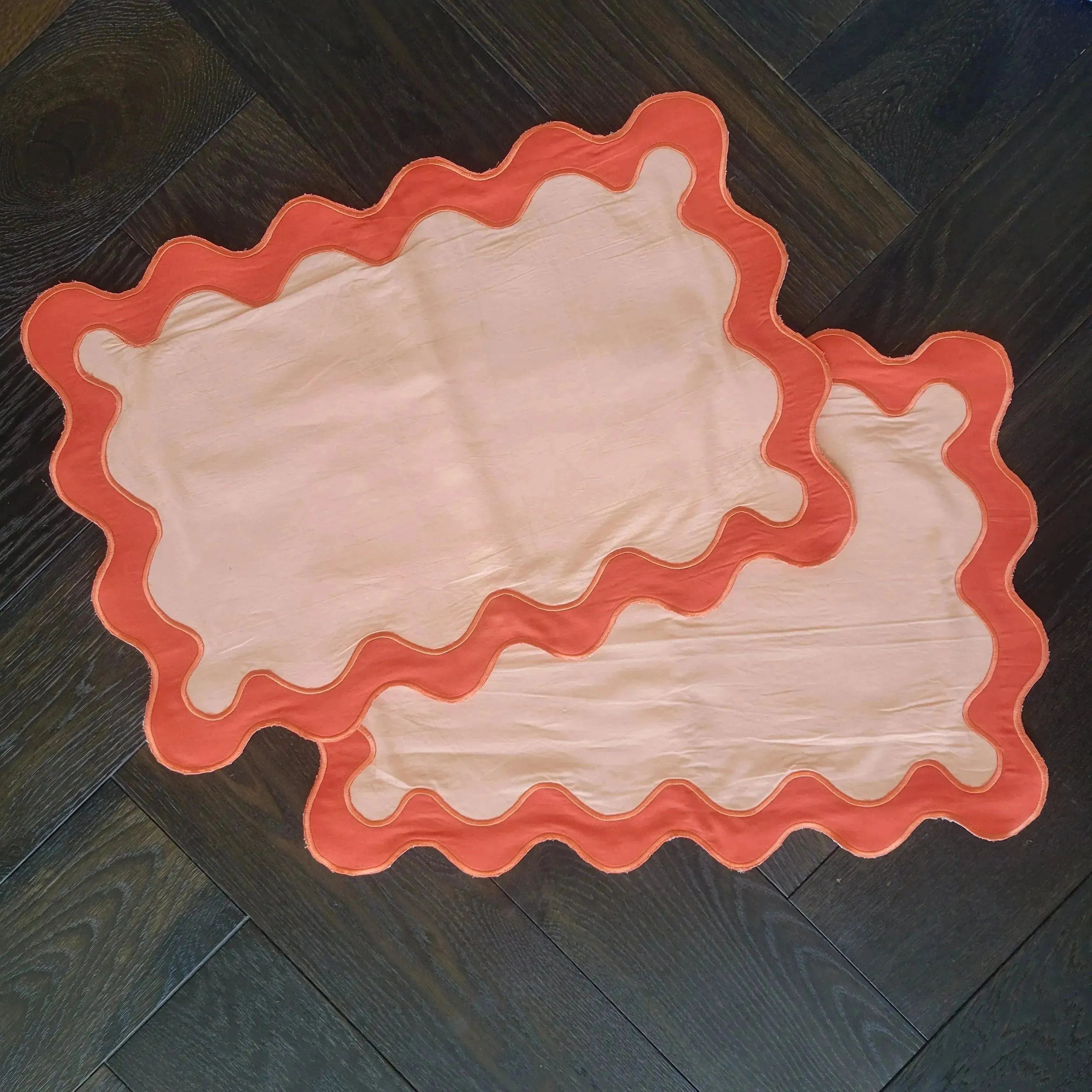 Orange Scallop 100% Linen Placemat Set of 6