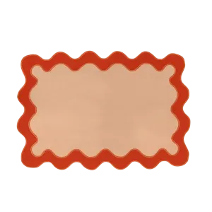Orange Scallop 100% Linen Placemat Set of 6