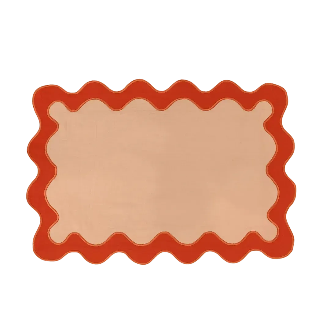 Orange Scallop 100% Linen Placemat Set of 6