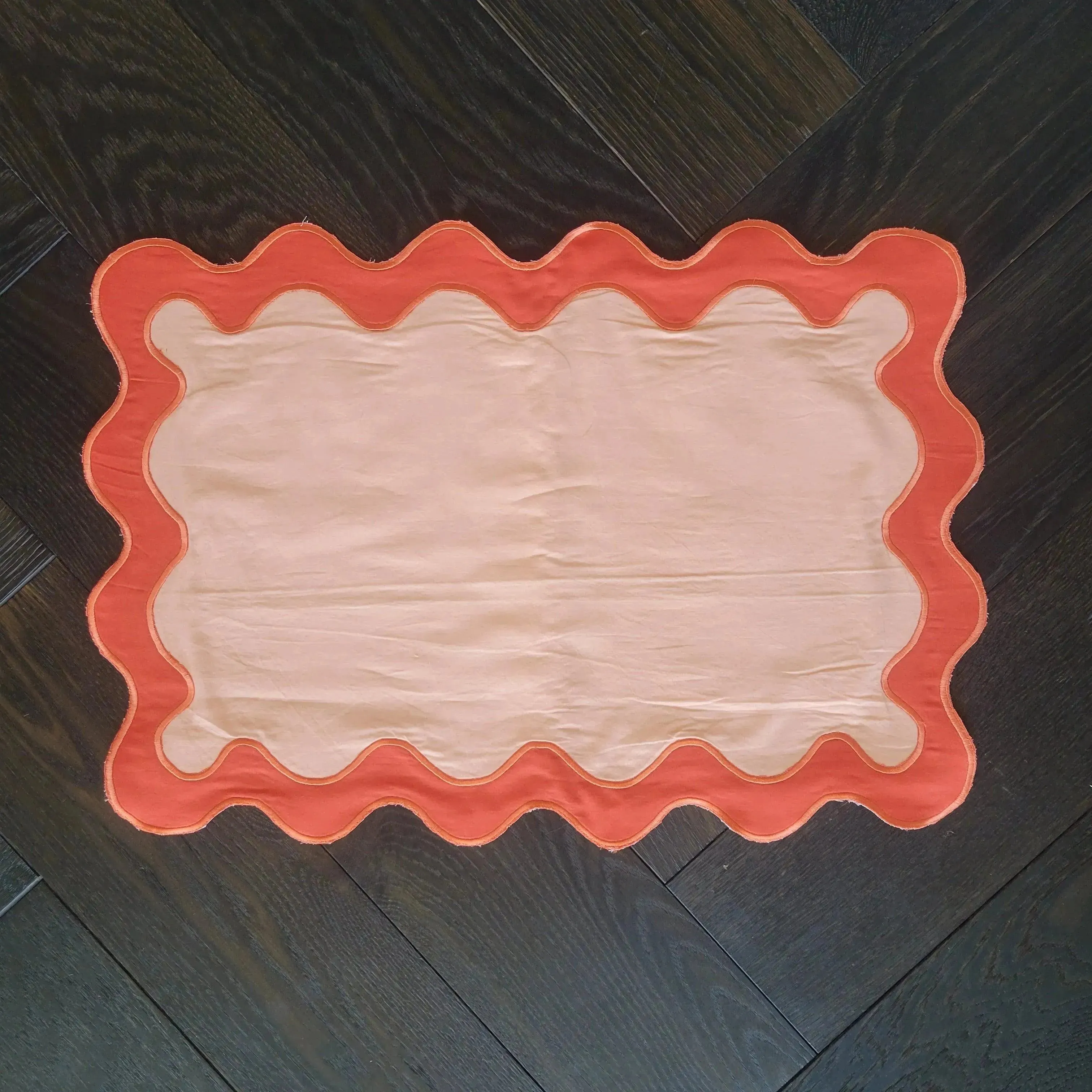 Orange Scallop 100% Linen Placemat Set of 6
