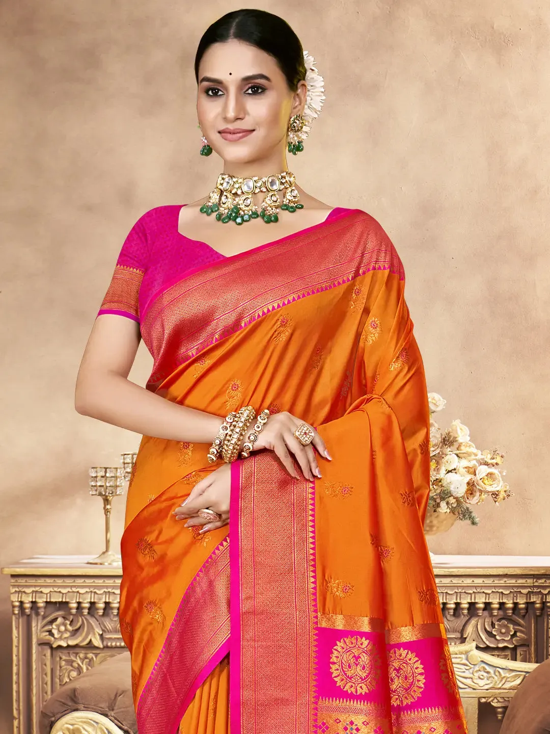 Orange Silk Saree