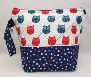 Owls (Blue Polka Dots) - Project Bag - Small