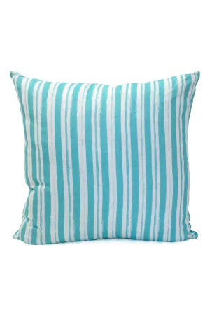 Painterly Stripe Pillow - Ocean Blue