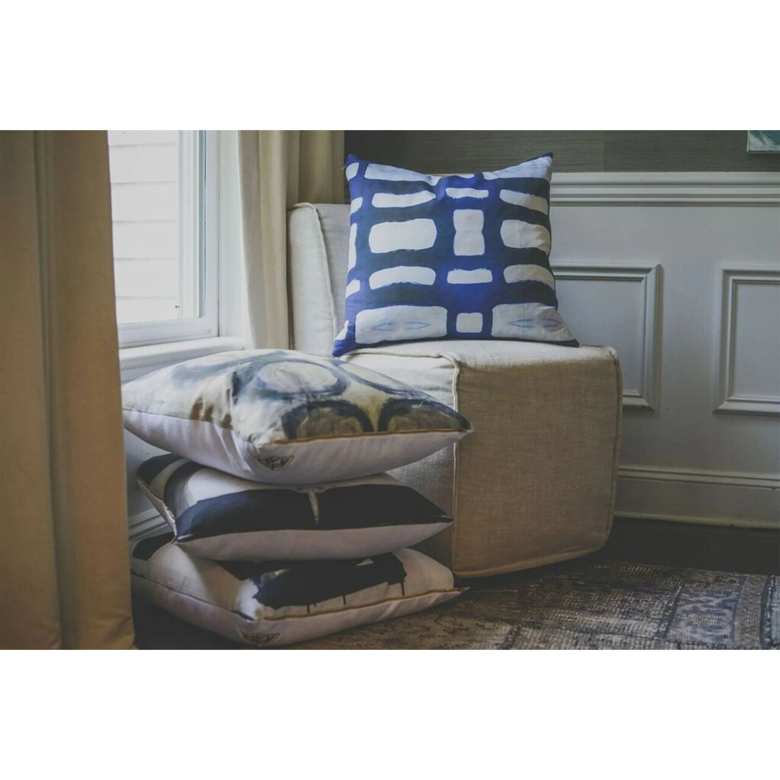 Paper Puzzle Indigo Pillow