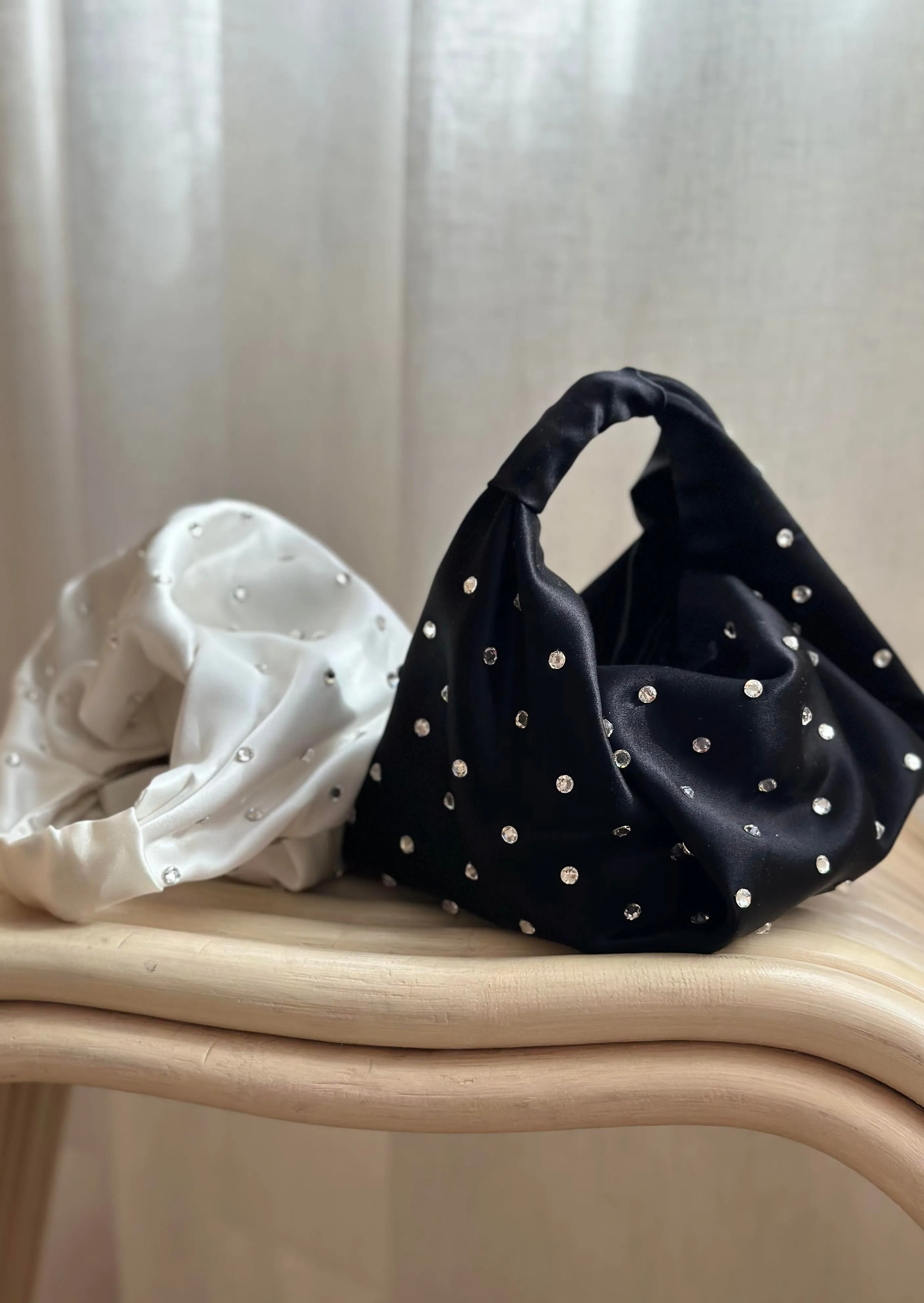 Parachute Bag - Black Silk Swarovski
