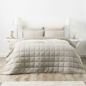 Park Avenue Paradis Washed Chambray Quilted Bed Cover Set - 5 Colours