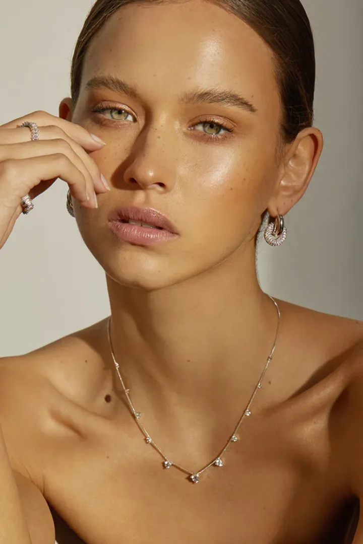 Pave Interlock Hoops - Gold