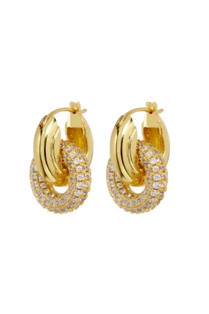 Pave Interlock Hoops - Gold