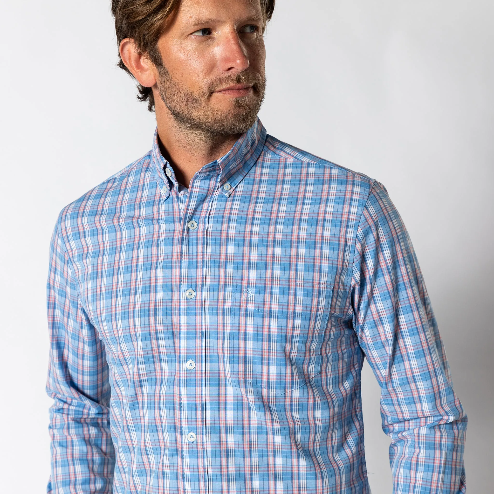 Performance Poplin Sport Shirt - Marcus Plaid