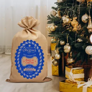 Personalised Merry Christmas Stamp Presents Sack