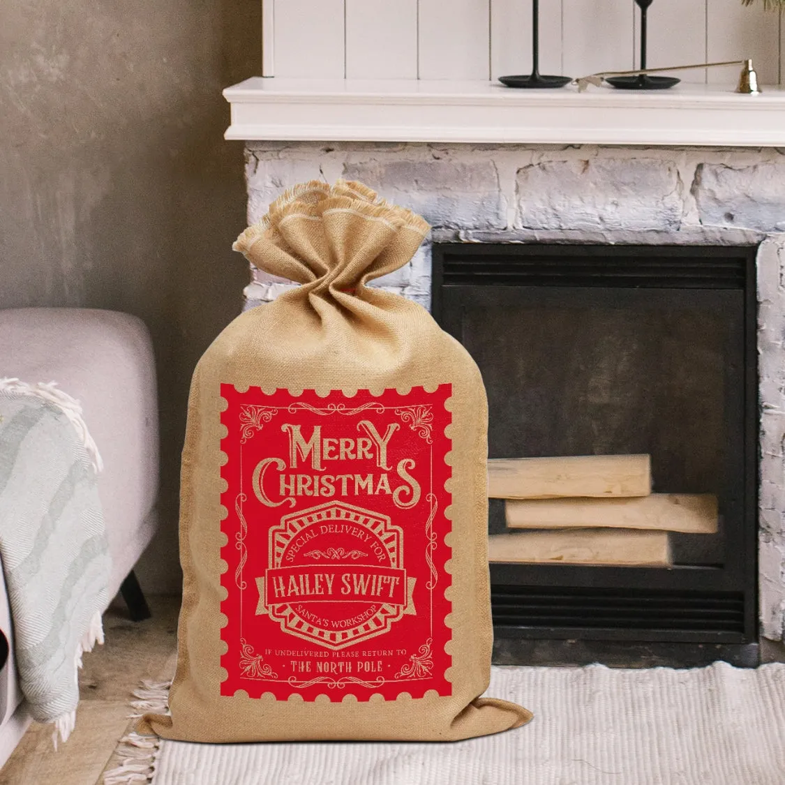Personalised Printed Merry Christmas Presents Sack