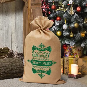 Personalised Printed North Pole Special Delivery Christmas Presents Sack