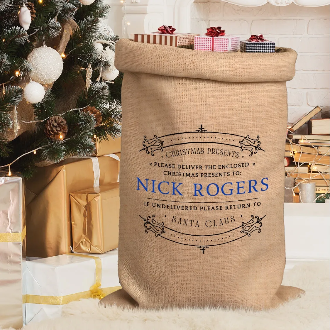 Personalised Printed Santa Presents Christmas Sack