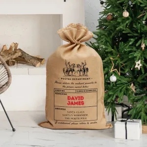 Personalised Printed The North Pole Postal Department Christmas Sack