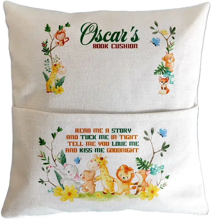 Personalised Safari Animal Book Pillow