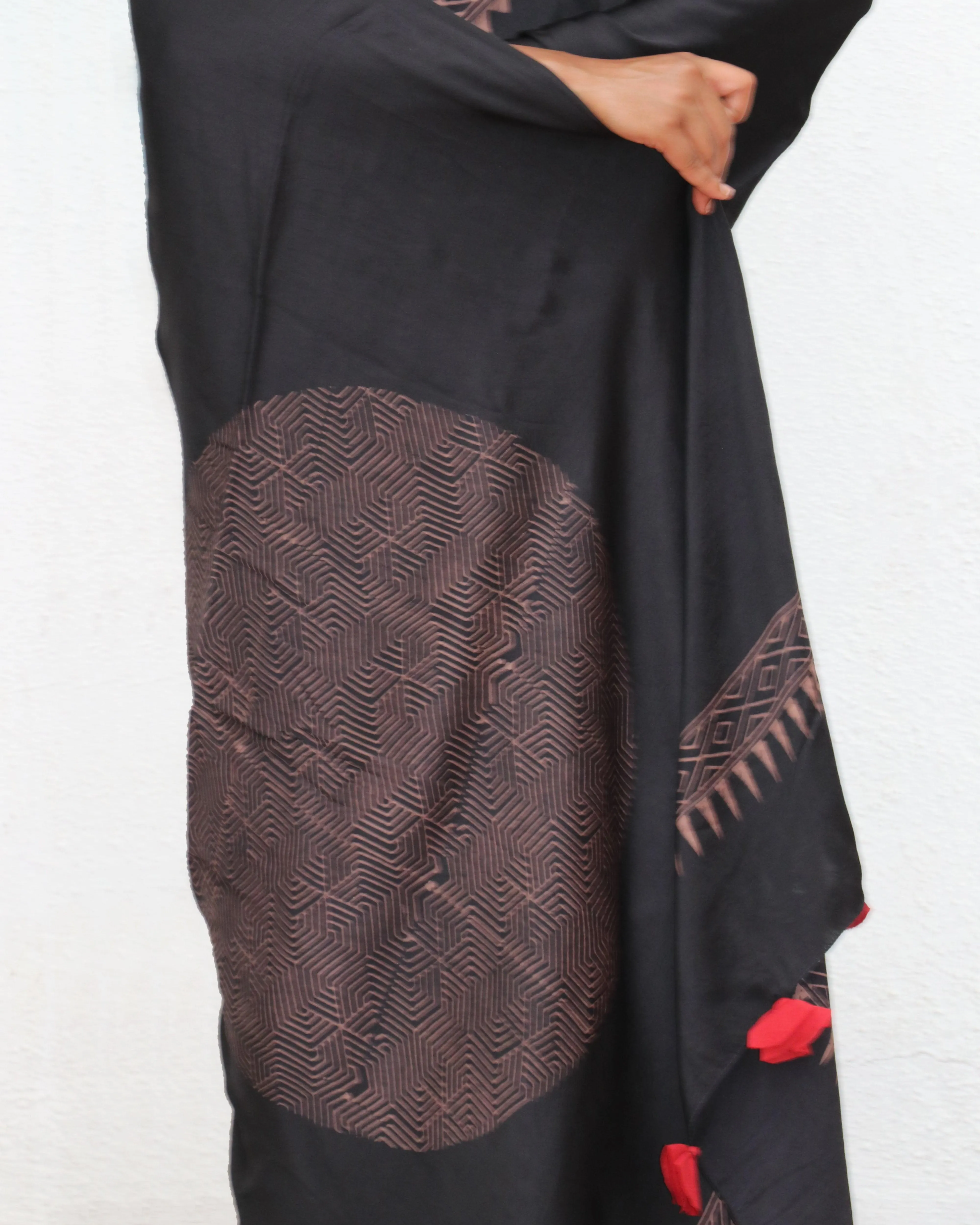 Piharavaa Blockprinted Modal Silk Saree
