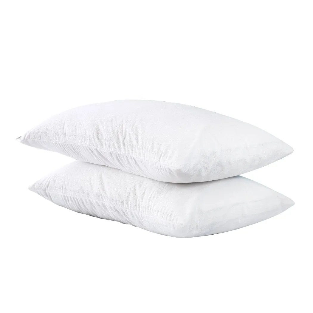 Pillow Protector Pillowcase Cases Cover Bamboo Fabric Soft Waterproof x2
