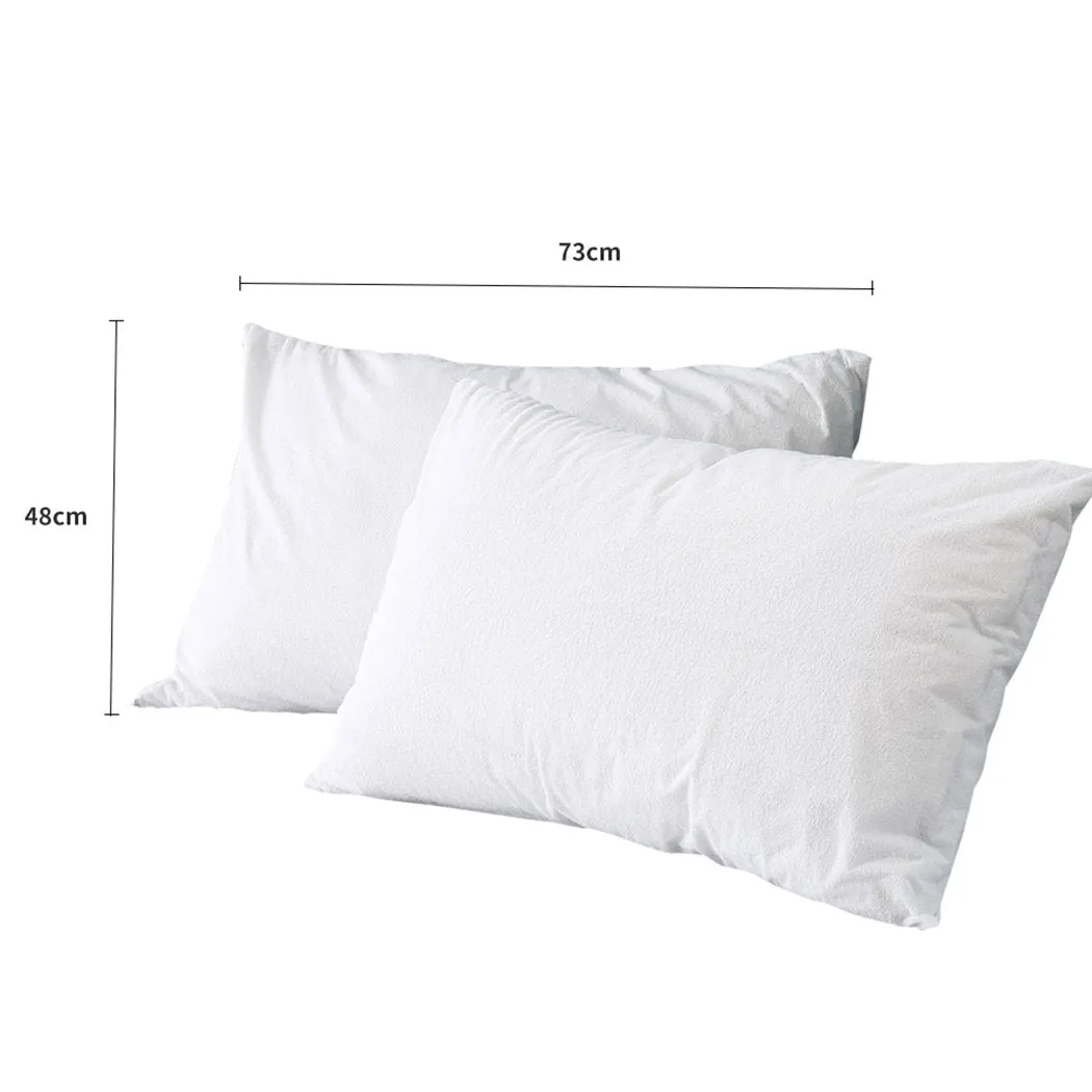 Pillow Protector Pillowcase Cases Cover Bamboo Fabric Soft Waterproof x2