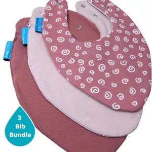 Pink Swirls Bundle of 3 Waterproof Dribble Bibs