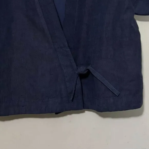 POETRY Linen Blue Short Sleeve Side Tie Linen Oversized Top Jacket US 8/10