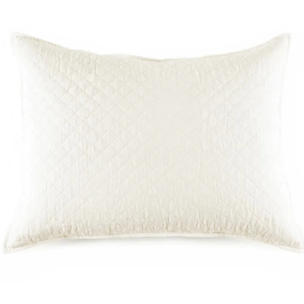 Pom Pom at Home Hampton Cream Linen Diamond Quilted Big Pillow With Insert ~ 28" X 36"