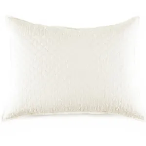 Pom Pom at Home Hampton Cream Linen Diamond Quilted Big Pillow With Insert ~ 28" X 36"