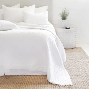 Pom Pom at Home Hampton White Linen Diamond Quilted Coverlet and Pillow Shams ~ Available in Twin, Queen and King Sized
