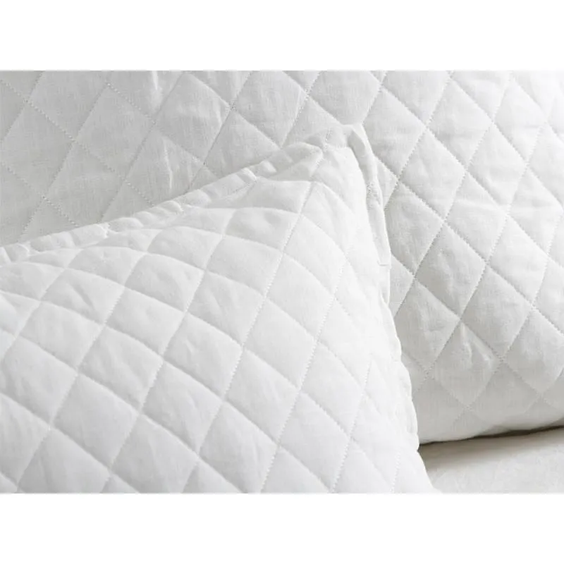 Pom Pom at Home Hampton White Linen Diamond Quilted Coverlet and Pillow Shams ~ Available in Twin, Queen and King Sized